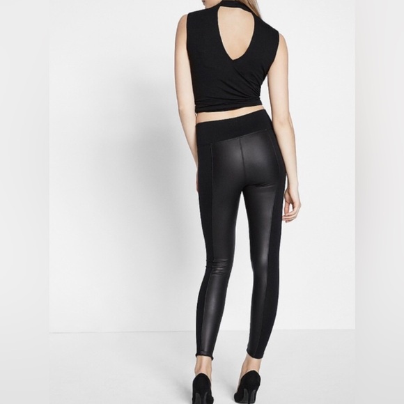 EXPRESS black super high rise faux leather leggings w/ stretch NEW w/ tags RE$69 - Picture 6 of 12